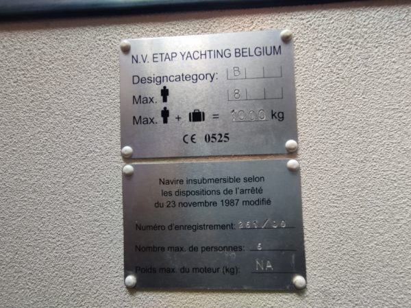 Etap 30i occasion Albatre Plaisance Normandie plaque signalétique constructeur